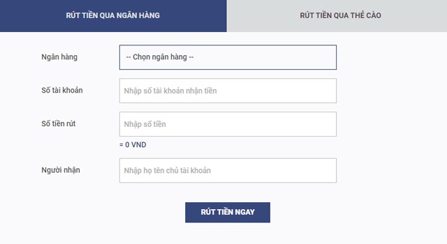 Rút tiền về ngân hàng tại Sky88